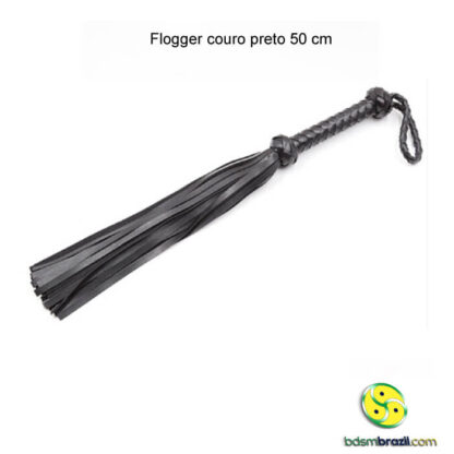 Flogger couro preto 50 cm - Image 3