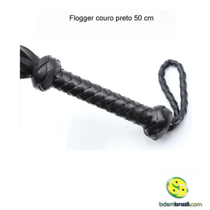 Flogger couro preto 50 cm - Image 4