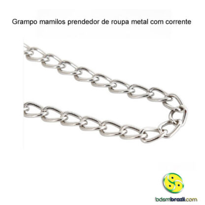 Grampo mamilos prendedor de roupa metal com corrente - Image 3