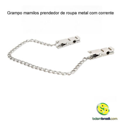 Grampo mamilos prendedor de roupa metal com corrente - Image 4