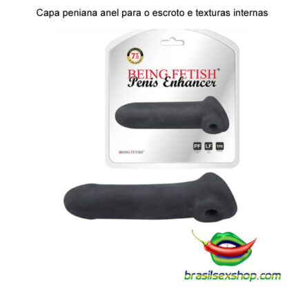 Capa peniana com anel para o escroto e texturas internas em nódulos