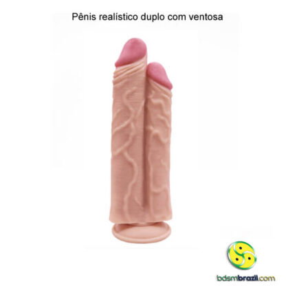 Pênis realístico duplo com ventosa