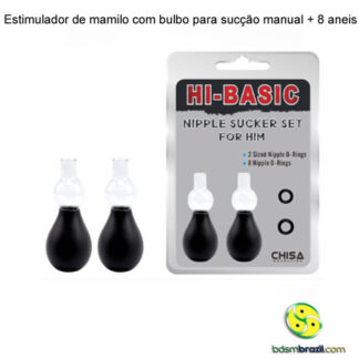 Estimulador de mamilo com bulbo para sucção manual + 8 aneis