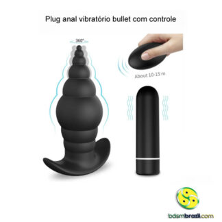 Plug anal vibratório bullet com controle