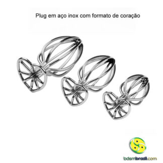 Plug em aço inox com formato de coração