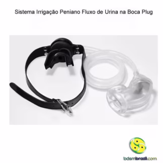 Sistema irrigação sonda uretral na boca mordaça