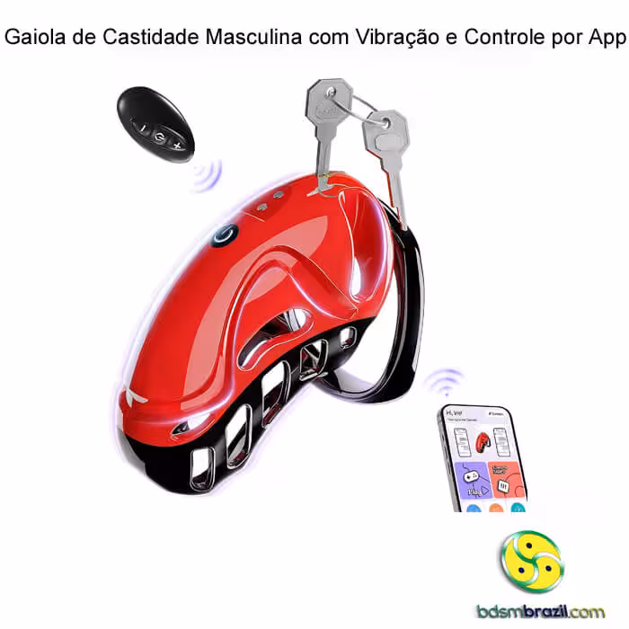 Gaiola de Castidade Masculina com Vibração e Controle por App