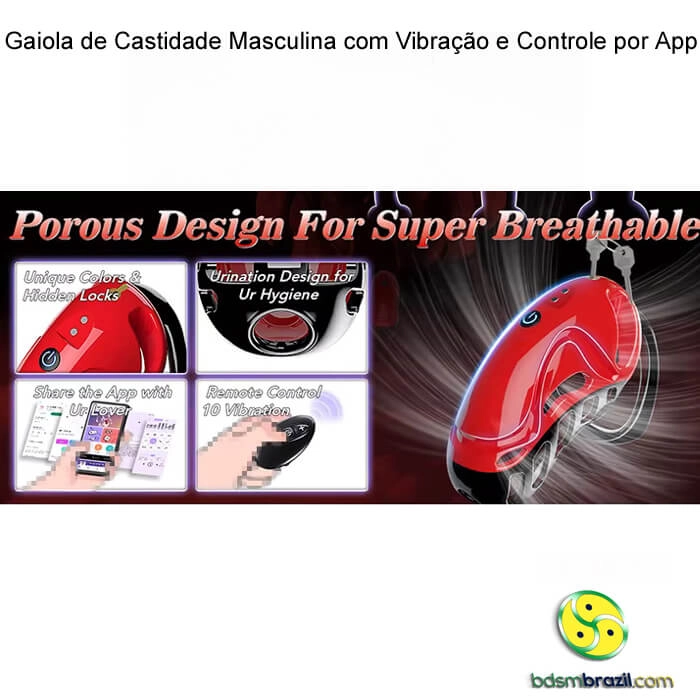 Gaiola de Castidade Masculina com Vibração e Controle por App - Imagem 9